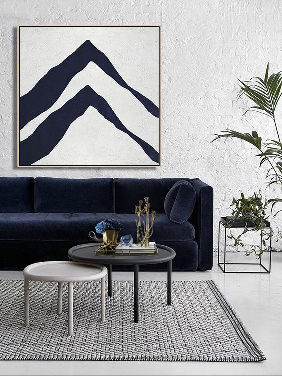 Navy Blue Minimalist Painting #NV309A